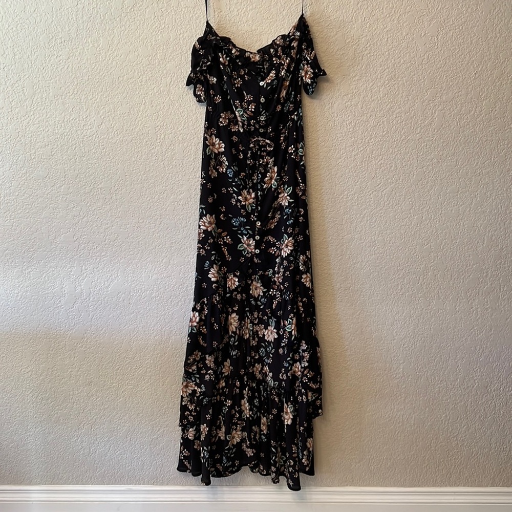 Black floral high/low sundress